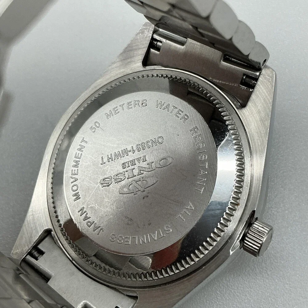 Oniss Women Watch 42mm MOP Dial Stainless Day Date ON3881-MMWT New Battery 6.5